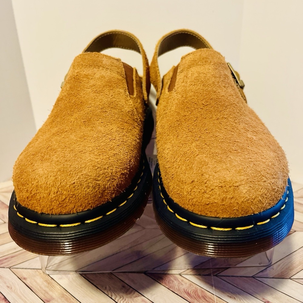 Dr Martens Isham Faux Shearling Suede Slingback Mule M 9 L 10 Pecan Brown Hairy - Picture 6 of 9
